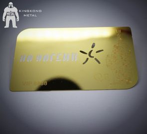 カスタマイズされた光沢がある金の金属の名刺をくり抜きます腐食のロゴを消して下さい